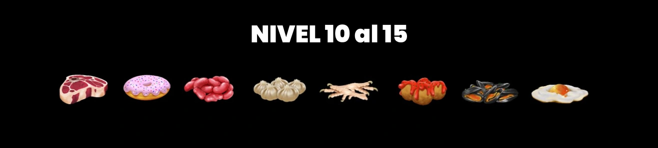 Nivel 10 - 15 Símbolos Burger Win.